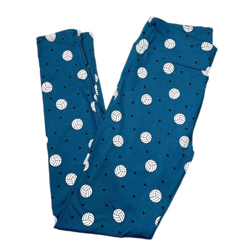 NEW TC LuLaRoe Sports Leggings Volleyball Comfort Comfy Team Blue White‎ Ball